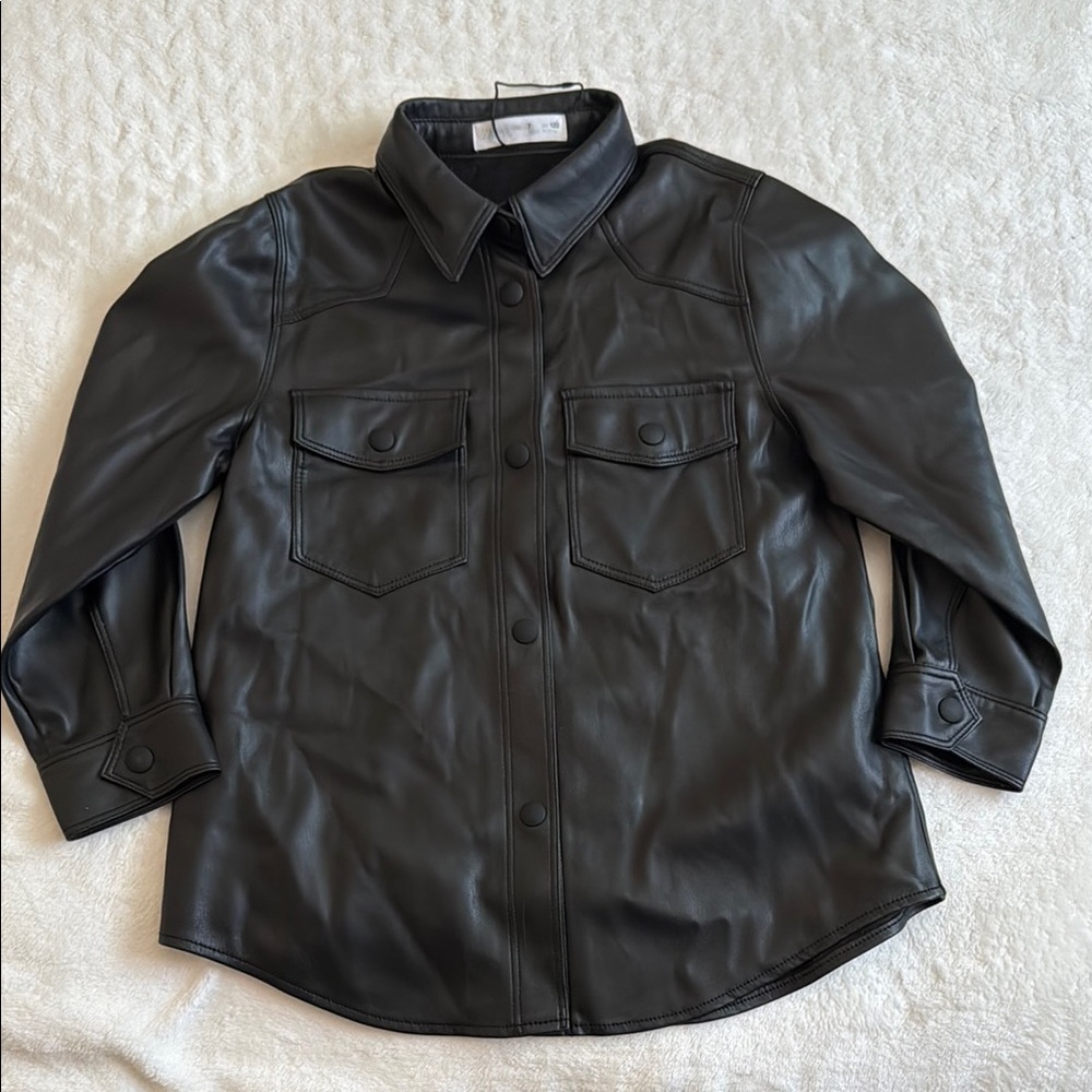 Zara Kids Faux Leather Jacket in Black